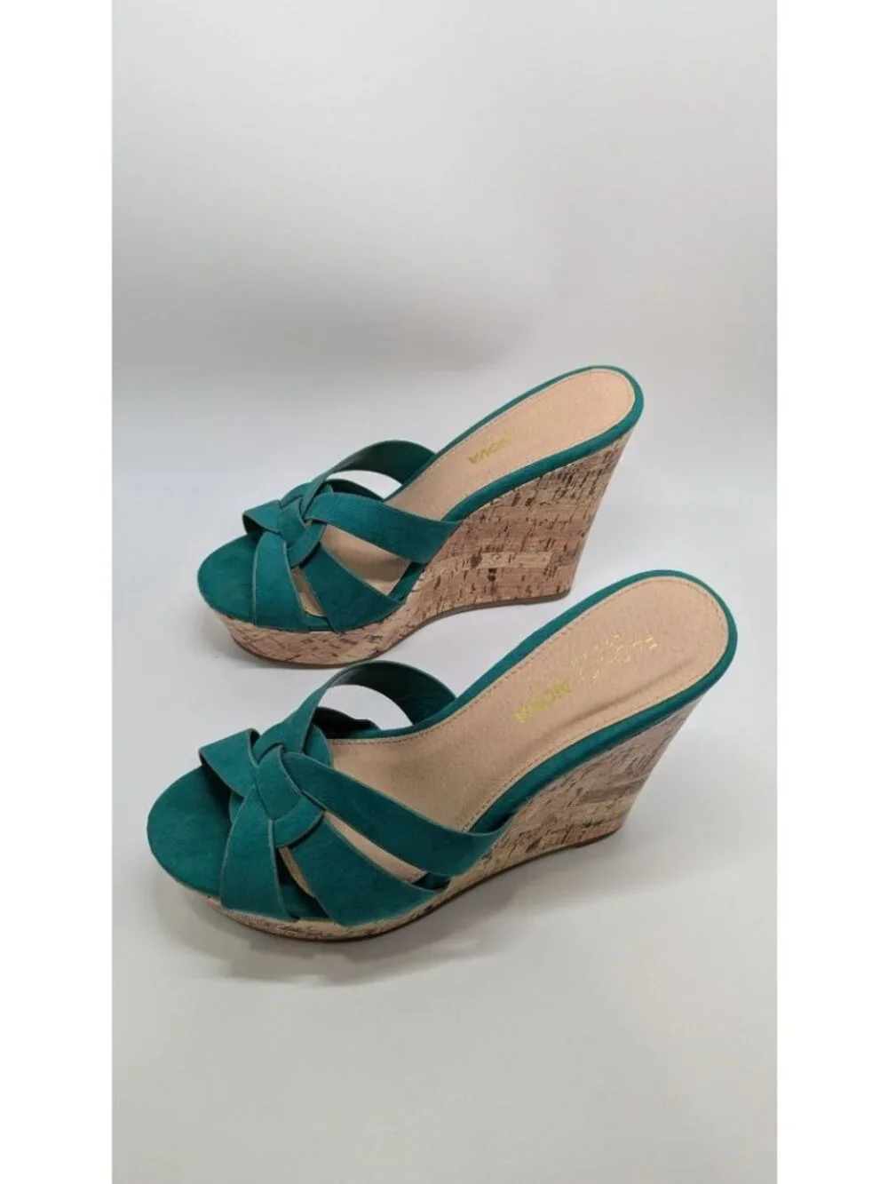 Fashion Nova Turquoise Knotted Wedge Sandals